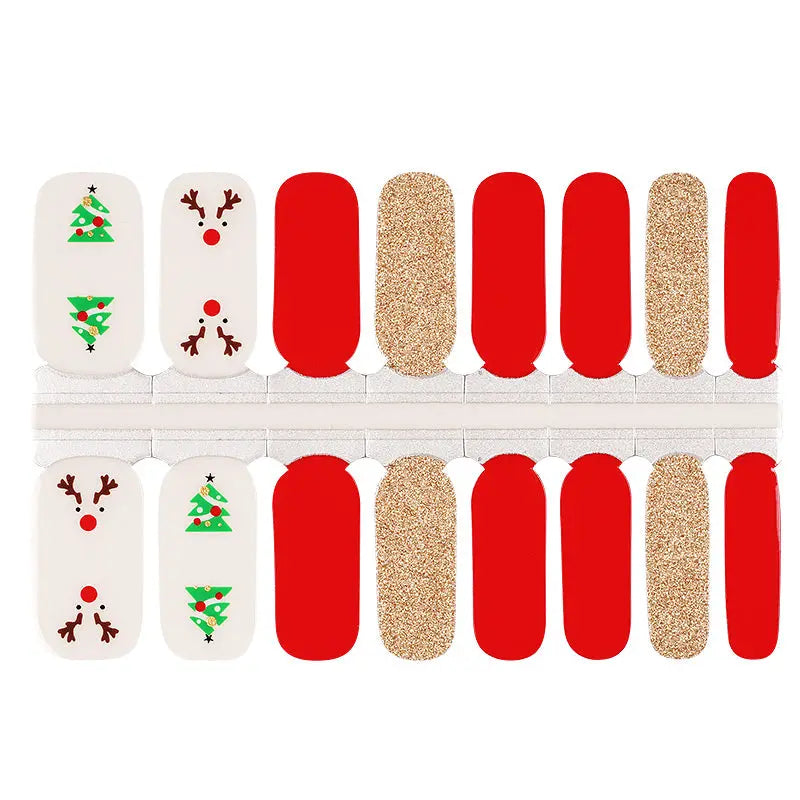 Wholesale Christmas Deer Nail Stickers Christmas Tree  Nail Designs HUIZI