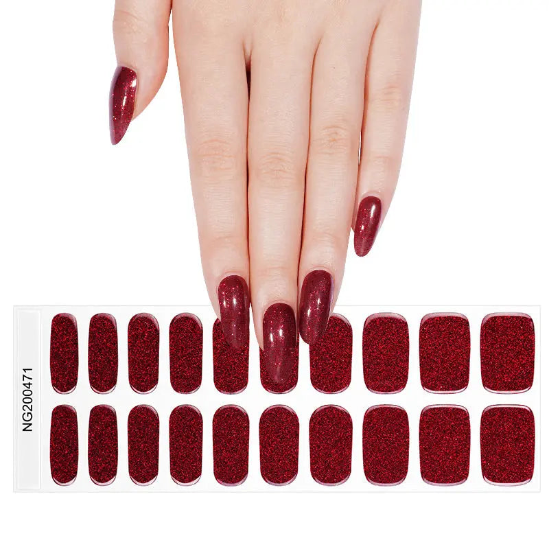 Wholesale Christmas Manicure Custom Red Glitter Gel Nail Designs HUIZI