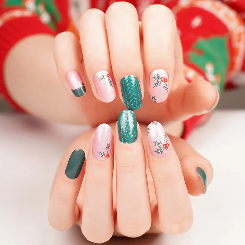 Wholesale Christmas Mistletoe Nail Polish Strips Custom Nail Wraps HUIZI