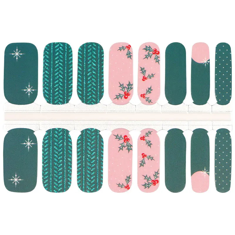 Wholesale Christmas Mistletoe Nail Polish Strips Custom Nail Wraps HUIZI