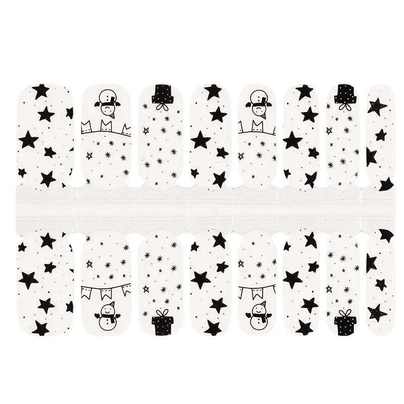 Wholesale Christmas Nail Stickers Snowflake Black and White Nail Wraps HUIZI