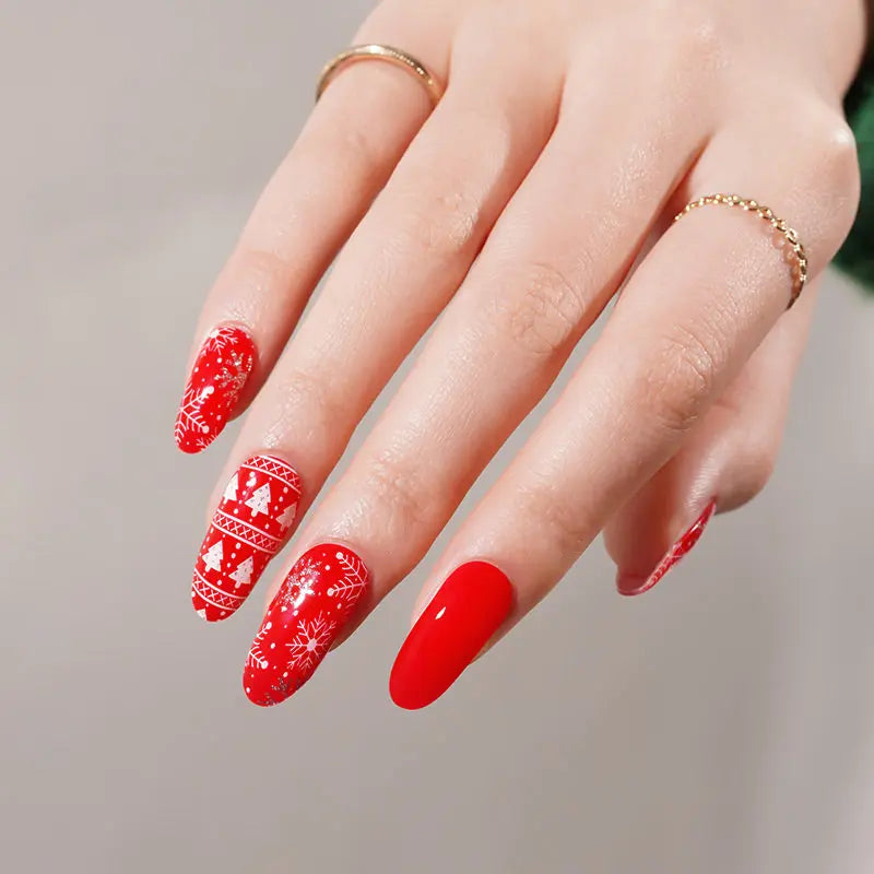 Wholesale Christmas Semi-cured UV Gel Nail Art Stickers Gel Nail Strips Press On Nail Decal HUIZI