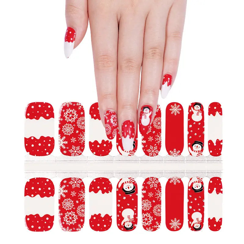 Wholesale Christmas Snowman Nail Stickers Red Nail Art Wraps HUIZI