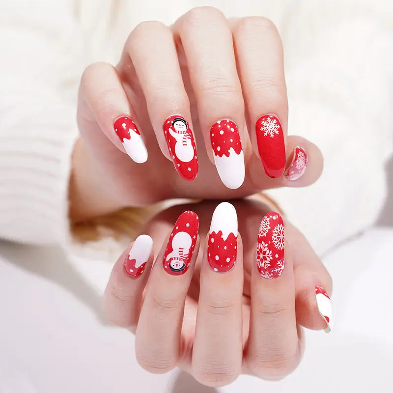 Wholesale Christmas Snowman Nail Stickers Red Nail Art Wraps HUIZI