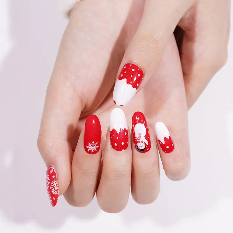 Wholesale Christmas Snowman Nail Stickers Red Nail Art Wraps HUIZI