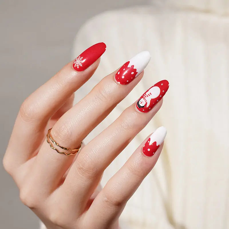 Wholesale Christmas Snowman Nail Stickers Red Nail Art Wraps HUIZI