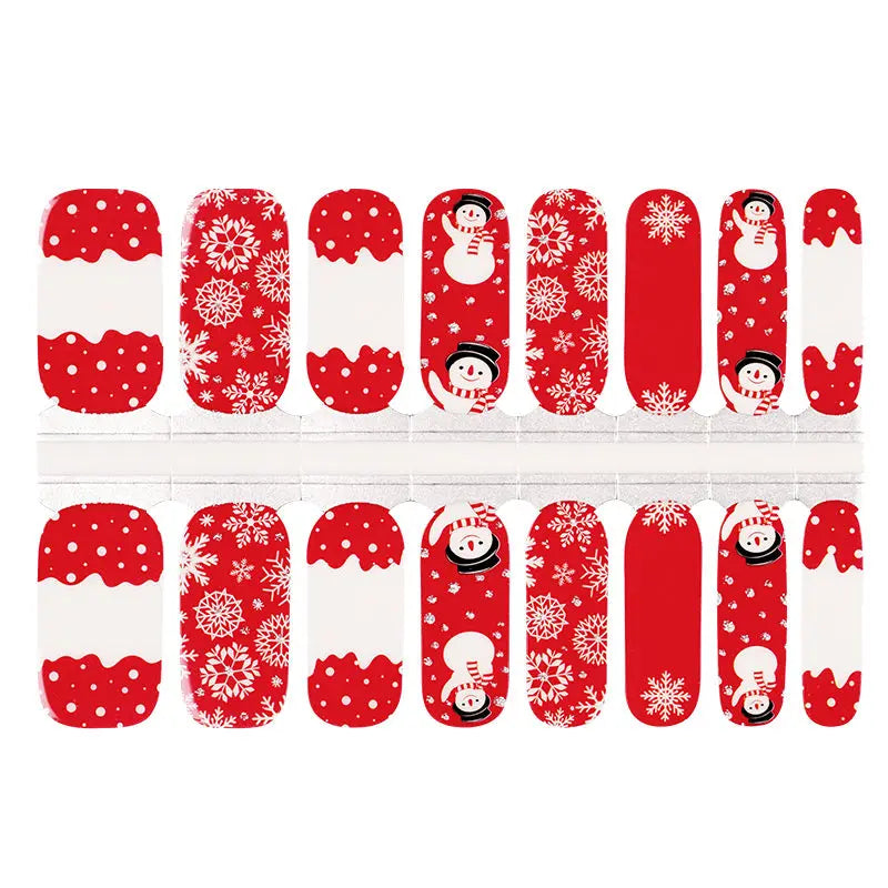 Wholesale Christmas Snowman Nail Stickers Red Nail Art Wraps HUIZI