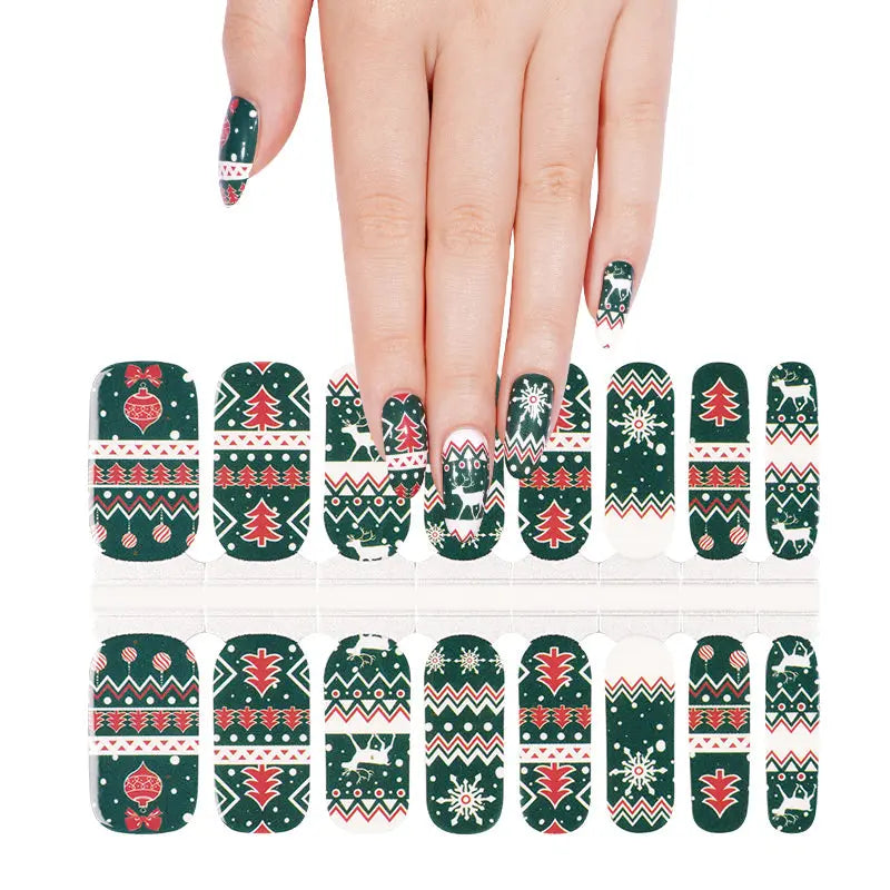 Wholesale Christmas Style Design Thin Self-adhesive Nail Wrap Stickers - HUIZI HUIZI