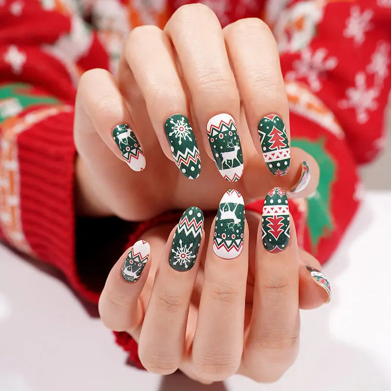 Wholesale Christmas Style Design Thin Self-adhesive Nail Wrap Stickers - HUIZI HUIZI