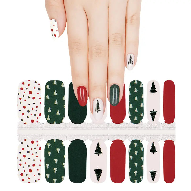 Wholesale Christmas Tree Nail Sticker Custom Nail Polish Wraps HUIZI