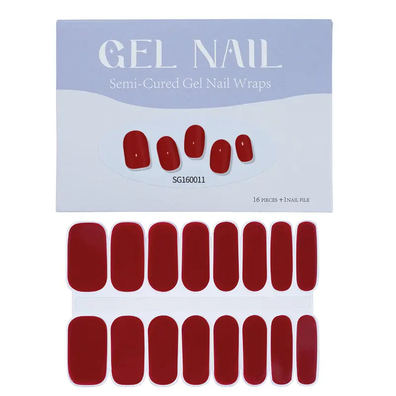 Wholesale Claret-Red Gel Nails Custom Semi Cured Gel Nail Strips - Huizi HUIZI