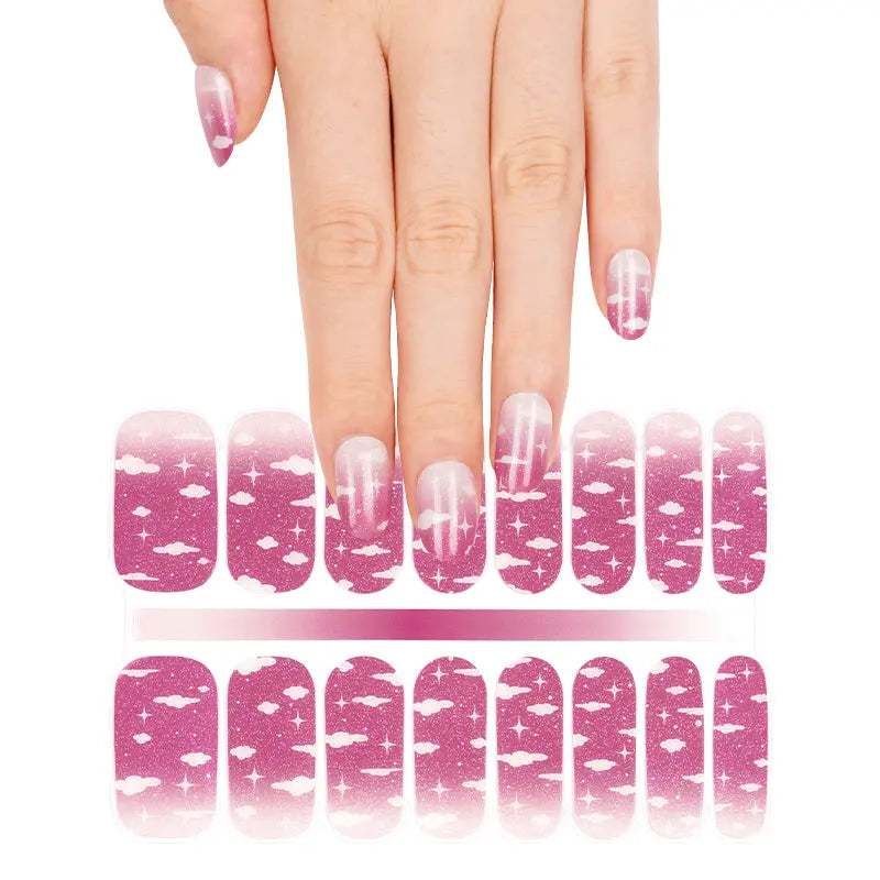 Wholesale Clouds and Stars Gel Nail Strips Custom Gel Nai Designs HUIZI