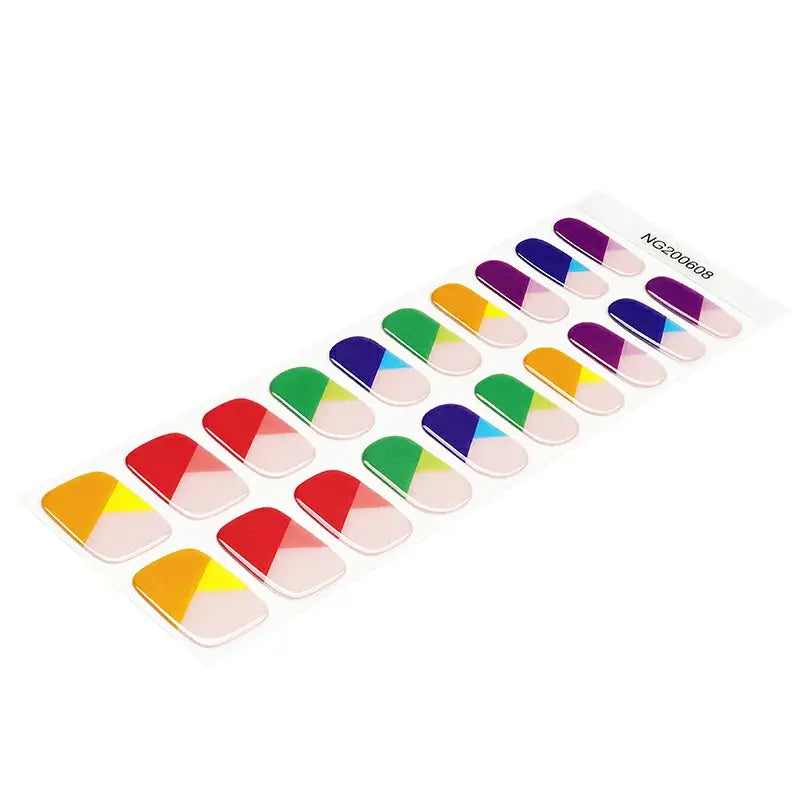 Wholesale Color Block Gel Nail Strips Geometric Nail Designs Custom Nail Wrap Suppliers HUIZI