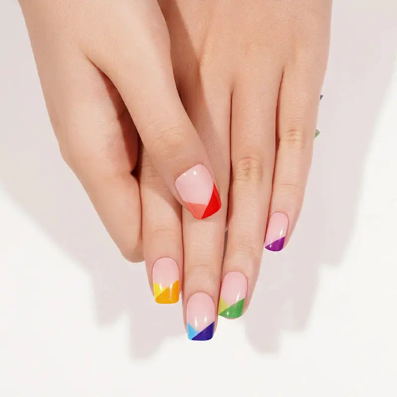 Wholesale Color Block Gel Nail Strips Geometric Nail Designs Custom Nail Wrap Suppliers HUIZI