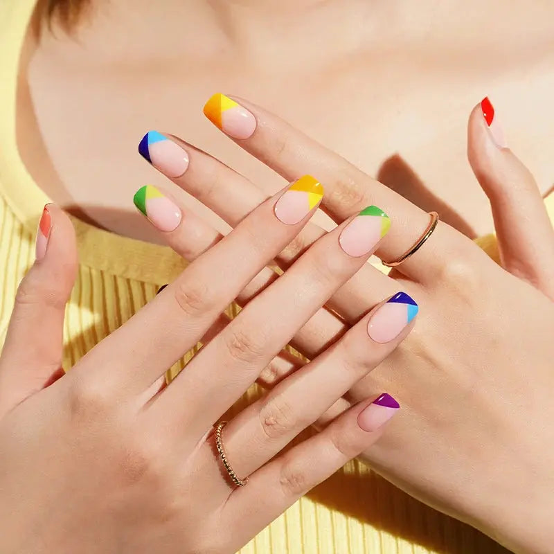 Wholesale Color Block Gel Nail Strips Geometric Nail Designs Custom Nail Wrap Suppliers HUIZI
