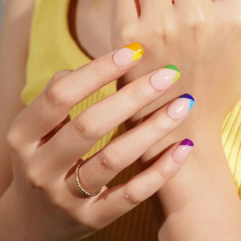 Wholesale Color Block Gel Nail Strips Geometric Nail Designs Custom Nail Wrap Suppliers HUIZI