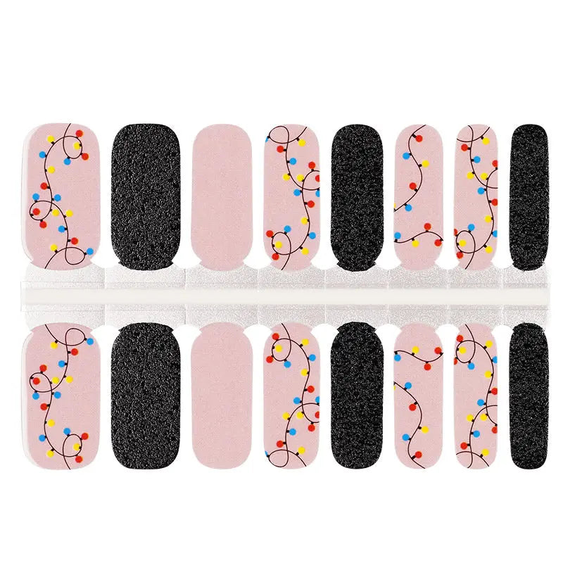 Wholesale Colorful Light Christmas Nail Stickers Custom Nail Wraps HUIZI