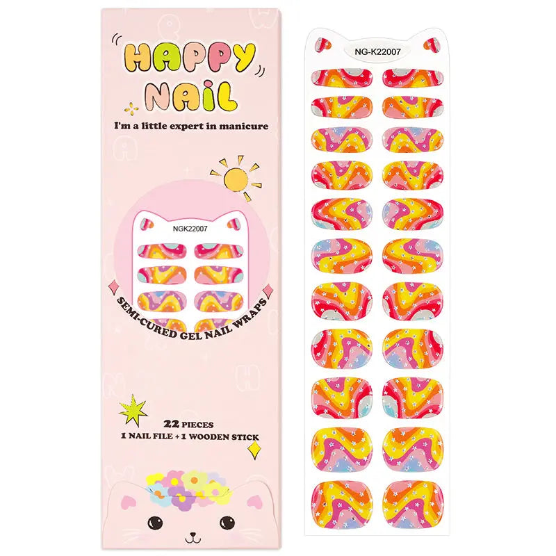 Wholesale Colorful Rainbow Wave Kids Gel Nail Strips Wholesale Custom at Huizi HUIZI