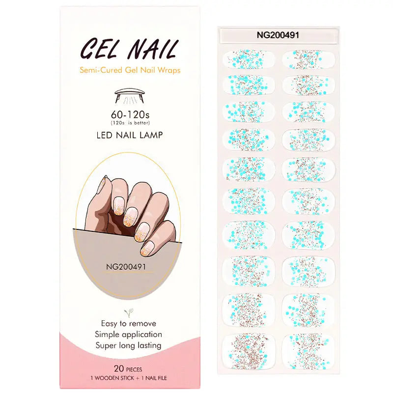 Wholesale Confetti Semi Cured Gel Nail Stickers HUIZI