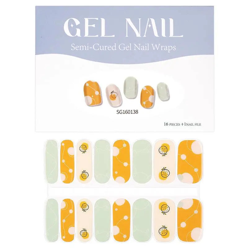 Wholesale Cute Fruit 16 Strips Semi-Cured Gel Nail Stickers HUIZI