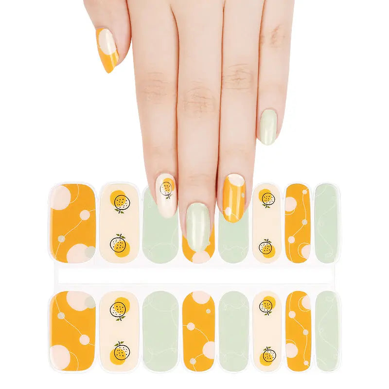 Wholesale Cute Fruit 16 Strips Semi-Cured Gel Nail Stickers HUIZI