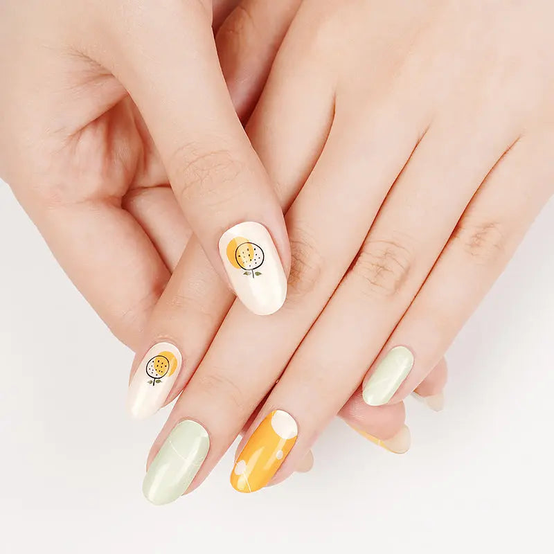 Wholesale Cute Fruit 16 Strips Semi-Cured Gel Nail Stickers HUIZI