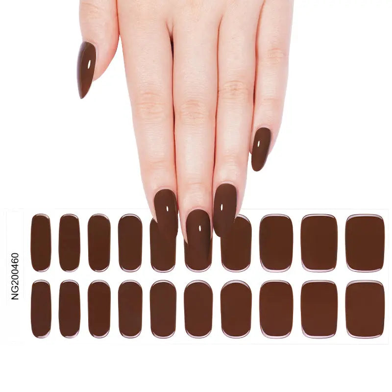 Wholesale Dark Brown Gel Nail Strips Custom Gel Nails HUIZI