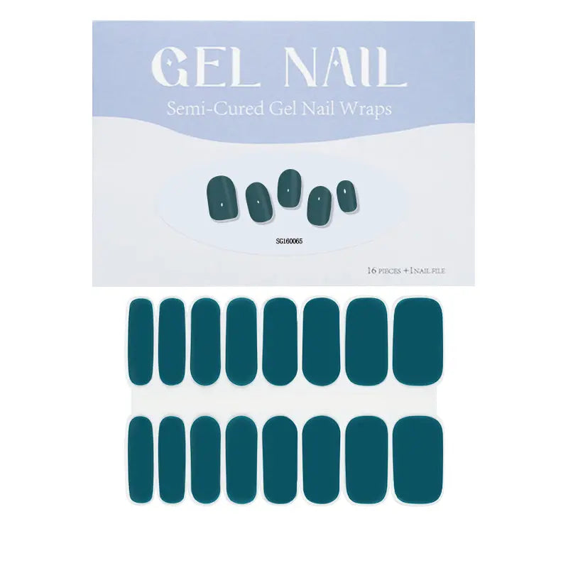 Wholesale Deep Teal Gel Nail Strips Custom Nail Color Designs HUIZI