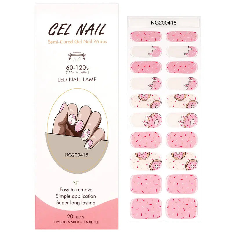 Wholesale Donut Gel Nail Strips Custom 20 Multisized Gel Nail wraps HUIZI