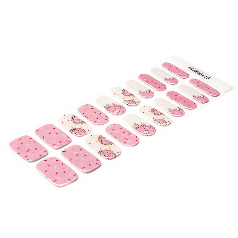 Wholesale Donut Gel Nail Strips Custom 20 Multisized Gel Nail wraps HUIZI