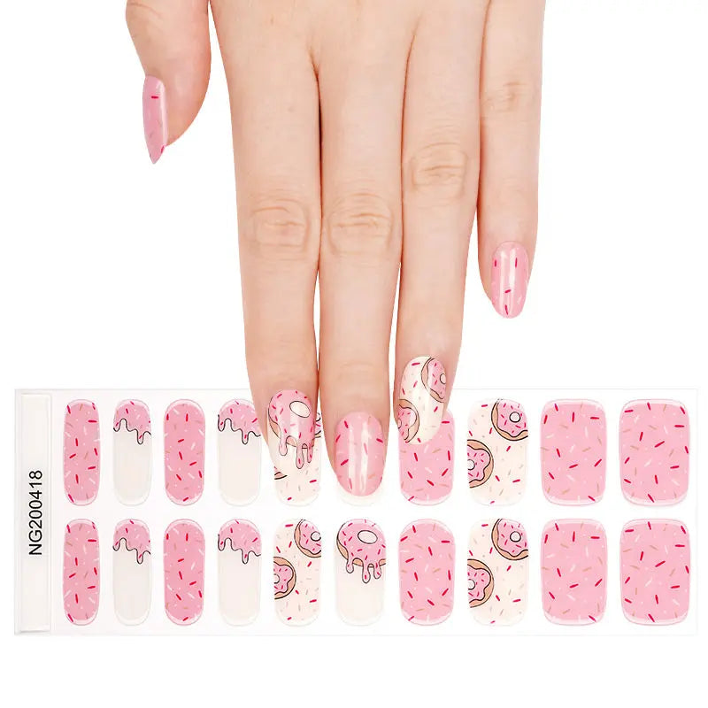 Wholesale Donut Gel Nail Strips Custom 20 Multisized Gel Nail wraps HUIZI