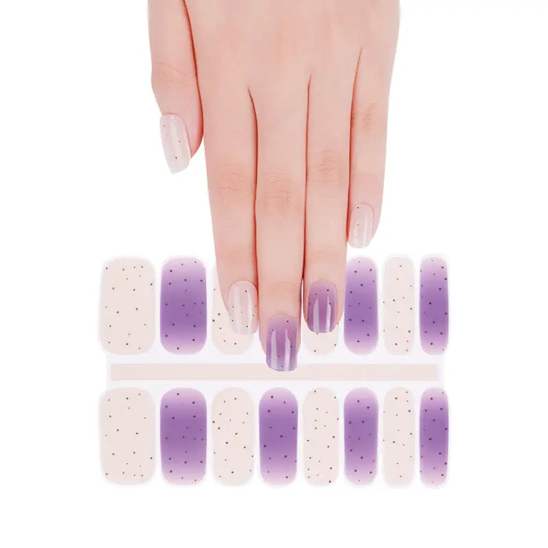 Wholesale Dreamy Purple Polka Dot Semi-cured Uv Nail Art Gel Sticker HUIZI