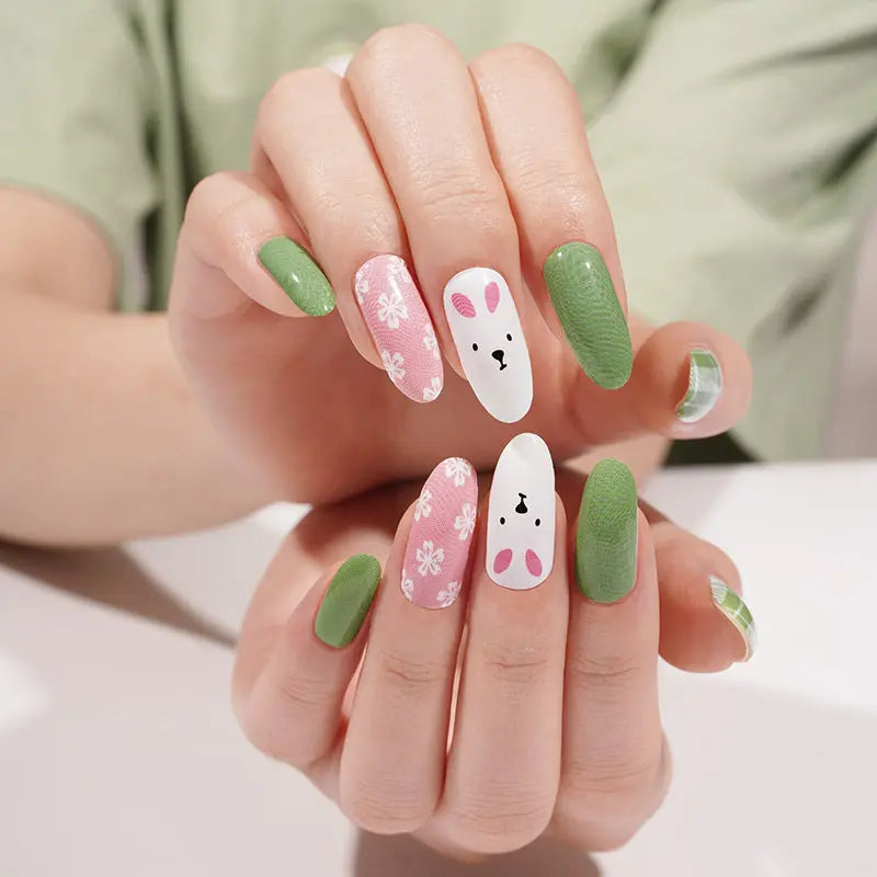 Wholesale Easter Nail Design Thin Self-adhesive Rabbit Nail Wrap Stickers HUIZI