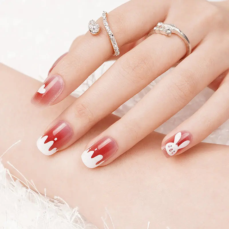 Wholesale Easter Nail Stickers Custom Cute Rabbit Nail Wraps HUIZI