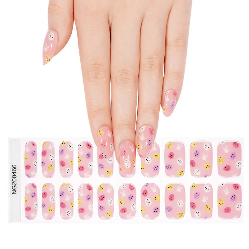 Wholesale Easter Nail Strips Custom Cute Rabbit Gel Nail Stickers HUIZI