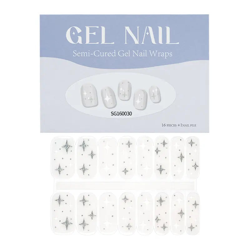 Wholesale Eco-friendly Fashionable Gel Nail Stickers Silver Sparkle Quadrilaterals Gel nails - HUIZI HUIZI
