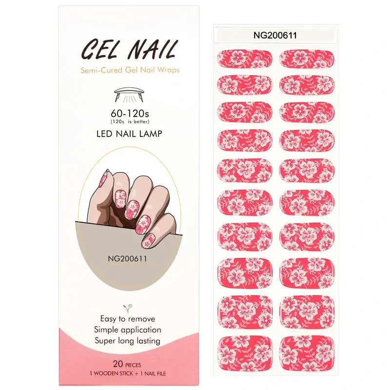 Wholesale Floral Gel Nail Stickers Custom Gel Nail Wrap Suppliers HUIZI