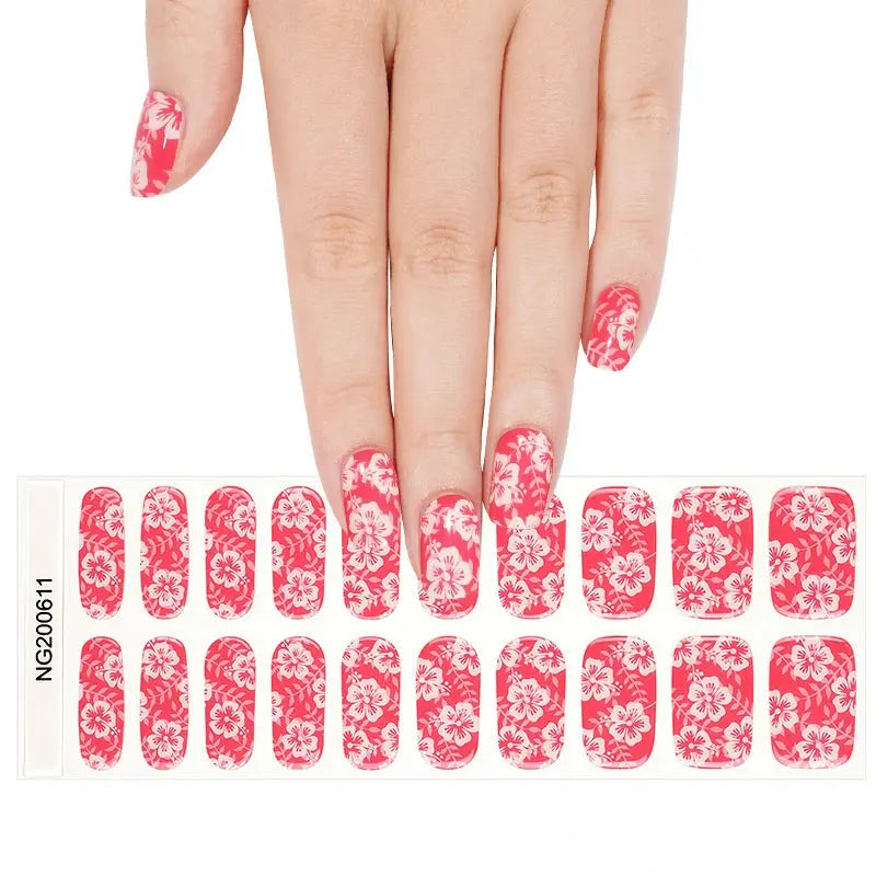 Wholesale Floral Gel Nail Stickers Custom Gel Nail Wrap Suppliers HUIZI