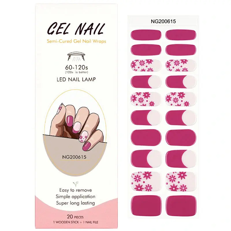 Wholesale Floral Gel Nail Stickers Custom Gel Nail Wrap Suppliers HUIZI