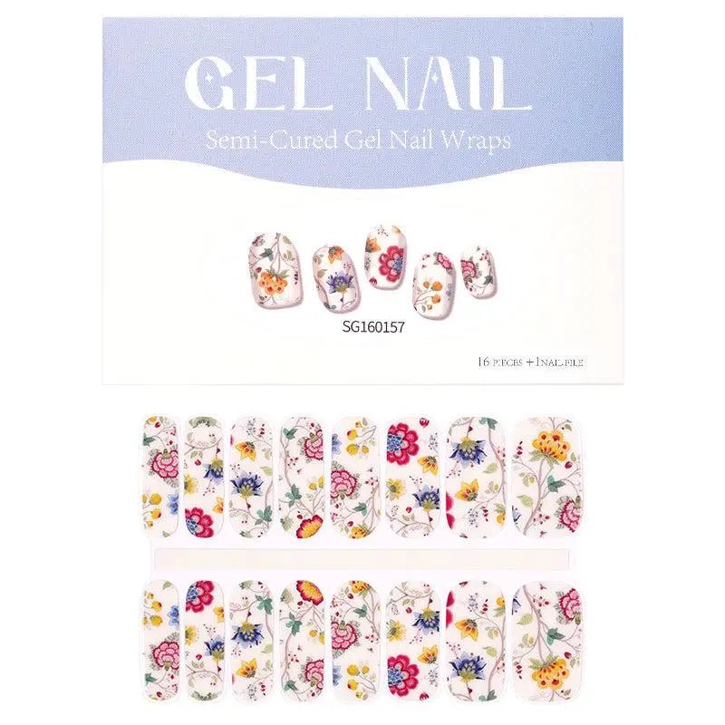 Wholesale Flower Gel Nail Art Full Wraps Custom Gel Nail Stickers HUIZI