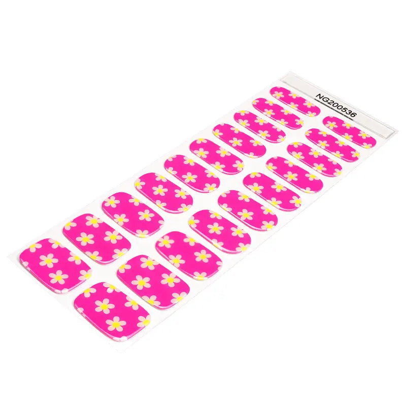 Wholesale Fluorescent Semi Cured Gel Nail Stickers Custom Daisy Nail Strips HUIZI