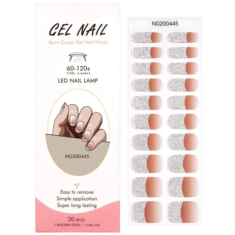 Wholesale French Gel Nail Gel Nail Strips Custom Glitter Gel Nails HUIZI