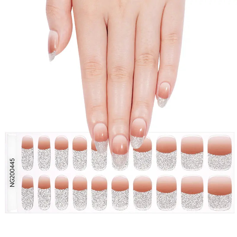 Wholesale French Gel Nail Gel Nail Strips Custom Glitter Gel Nails HUIZI