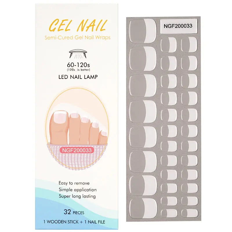 Wholesale French Gel Toe Nail Strips Custom Gel Toe Nail Wraps HUIZI