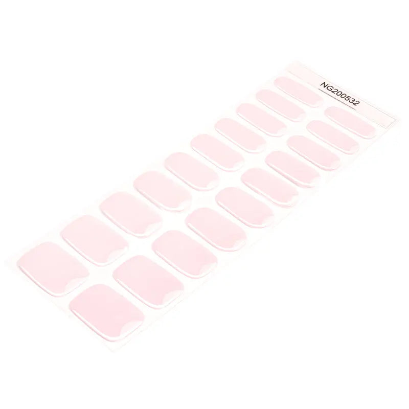 Wholesale French Semi Cured Gel Nail Stickers Custom Pink Nail Strips HUIZI