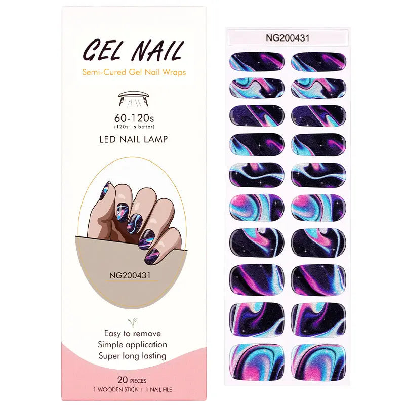 Wholesale Galaxy Gel Nail Stickers Custom Swirling Colours Nail Wraps HUIZI