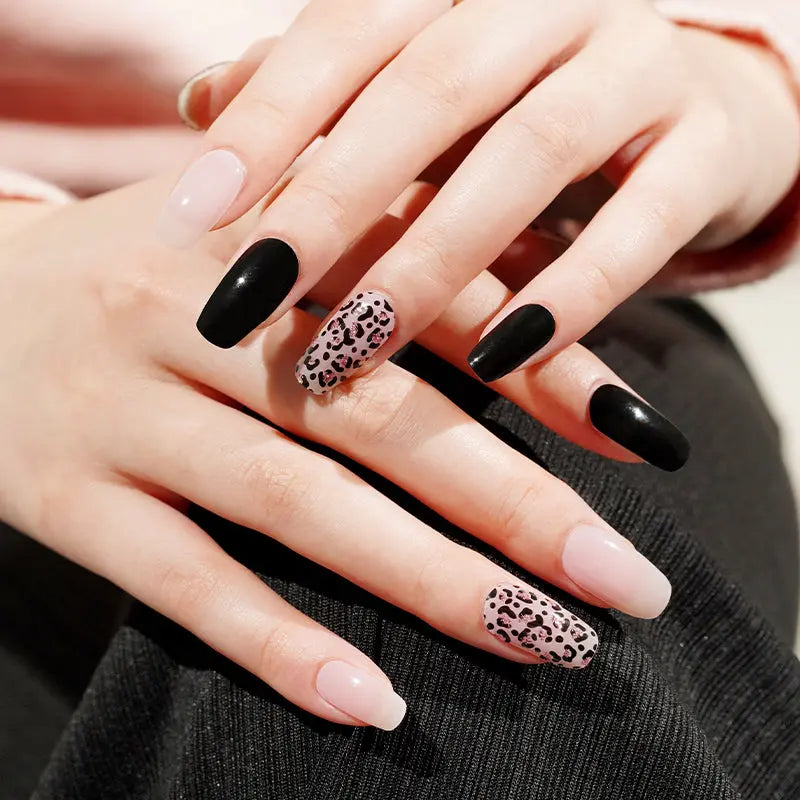 Wholesale Gel Nail Stickers Custom Nude Leopard Nail Designs HUIZI