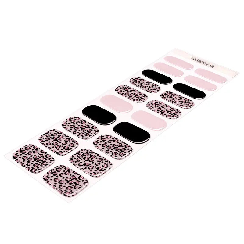 Wholesale Gel Nail Stickers Custom Nude Leopard Nail Designs HUIZI