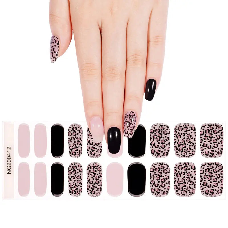 Wholesale Gel Nail Stickers Custom Nude Leopard Nail Designs HUIZI