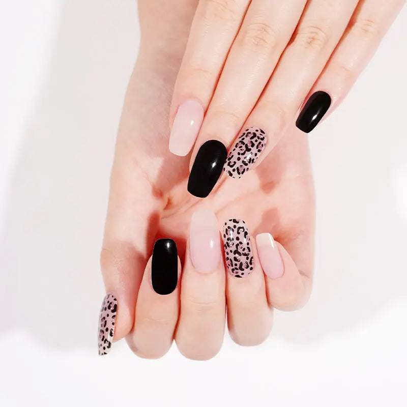 Wholesale Gel Nail Stickers Custom Nude Leopard Nail Designs HUIZI